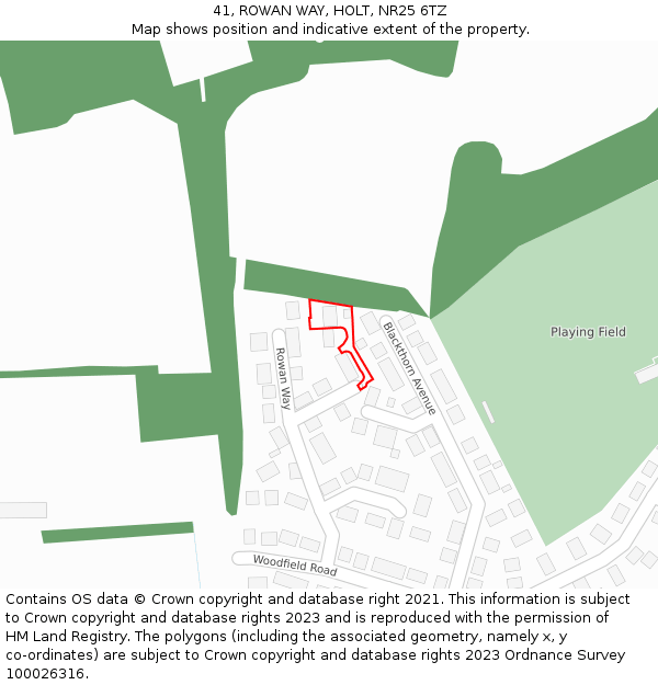 41, ROWAN WAY, HOLT, NR25 6TZ: Location map and indicative extent of plot