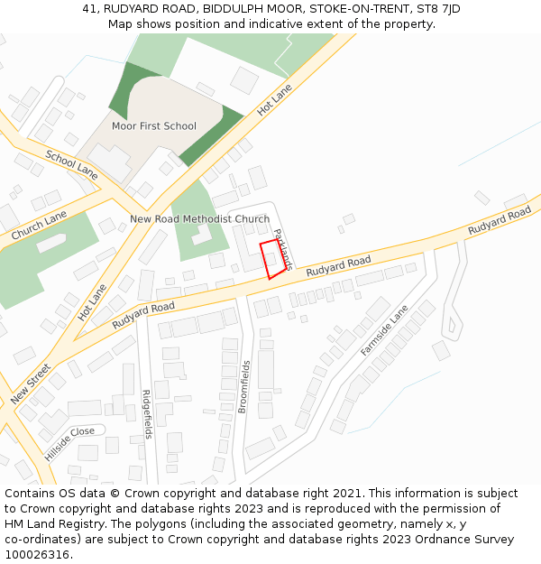 41, RUDYARD ROAD, BIDDULPH MOOR, STOKE-ON-TRENT, ST8 7JD: Location map and indicative extent of plot