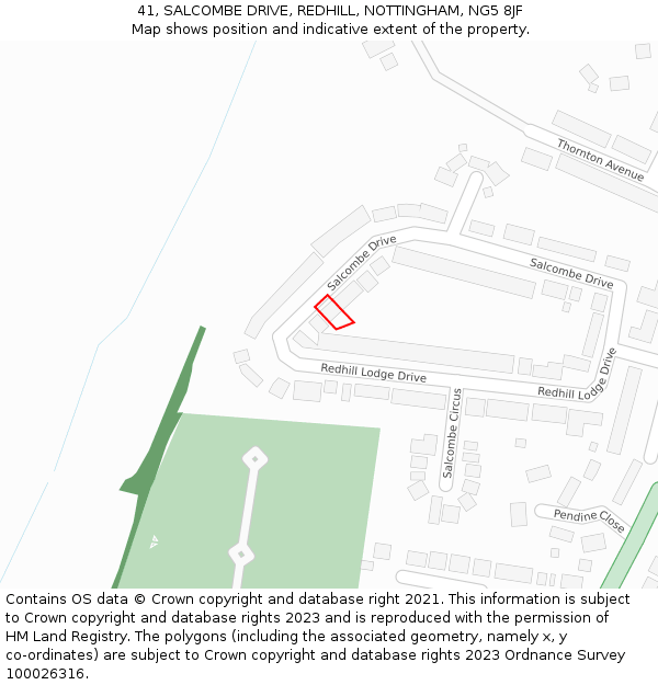 41, SALCOMBE DRIVE, REDHILL, NOTTINGHAM, NG5 8JF: Location map and indicative extent of plot