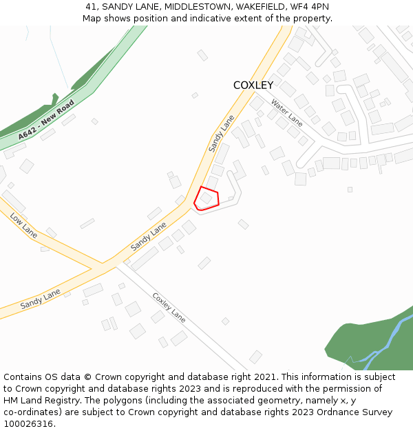 41, SANDY LANE, MIDDLESTOWN, WAKEFIELD, WF4 4PN: Location map and indicative extent of plot