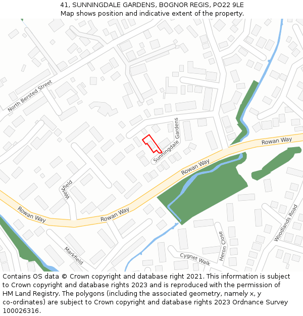 41, SUNNINGDALE GARDENS, BOGNOR REGIS, PO22 9LE: Location map and indicative extent of plot