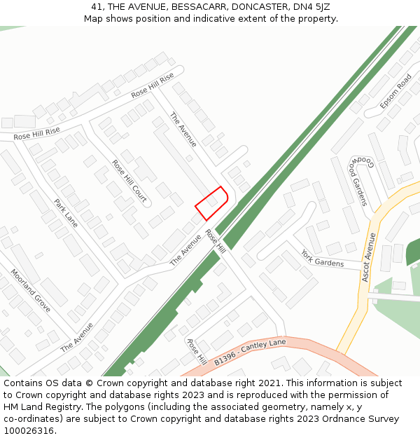 41, THE AVENUE, BESSACARR, DONCASTER, DN4 5JZ: Location map and indicative extent of plot