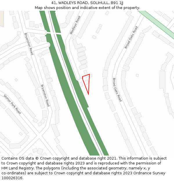 41, WADLEYS ROAD, SOLIHULL, B91 1JJ: Location map and indicative extent of plot