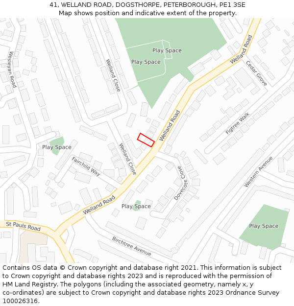 41, WELLAND ROAD, DOGSTHORPE, PETERBOROUGH, PE1 3SE: Location map and indicative extent of plot