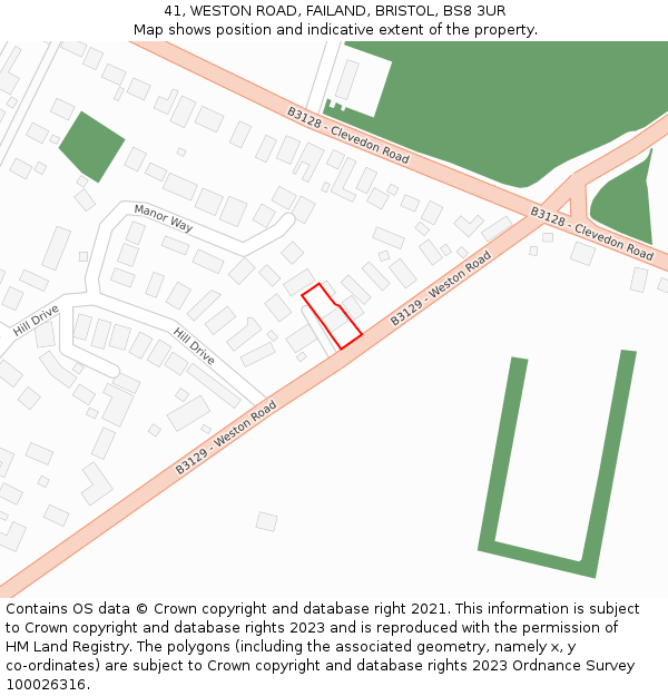 41, WESTON ROAD, FAILAND, BRISTOL, BS8 3UR: Location map and indicative extent of plot