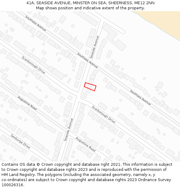 41A, SEASIDE AVENUE, MINSTER ON SEA, SHEERNESS, ME12 2NN: Location map and indicative extent of plot