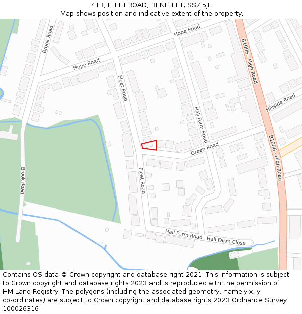 41B, FLEET ROAD, BENFLEET, SS7 5JL: Location map and indicative extent of plot