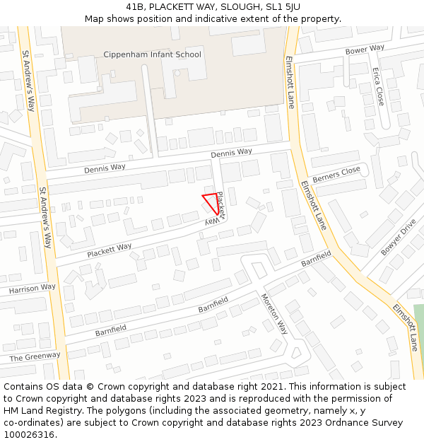 41B, PLACKETT WAY, SLOUGH, SL1 5JU: Location map and indicative extent of plot