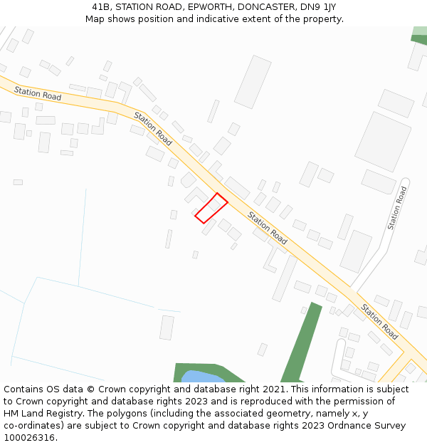 41B, STATION ROAD, EPWORTH, DONCASTER, DN9 1JY: Location map and indicative extent of plot