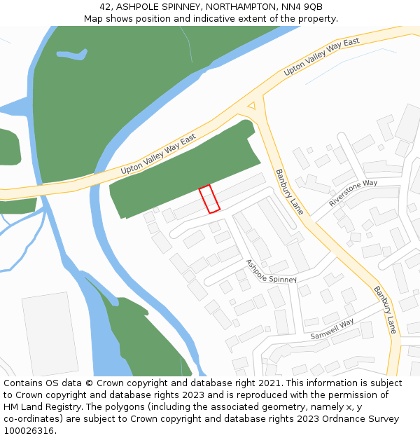 42, ASHPOLE SPINNEY, NORTHAMPTON, NN4 9QB: Location map and indicative extent of plot