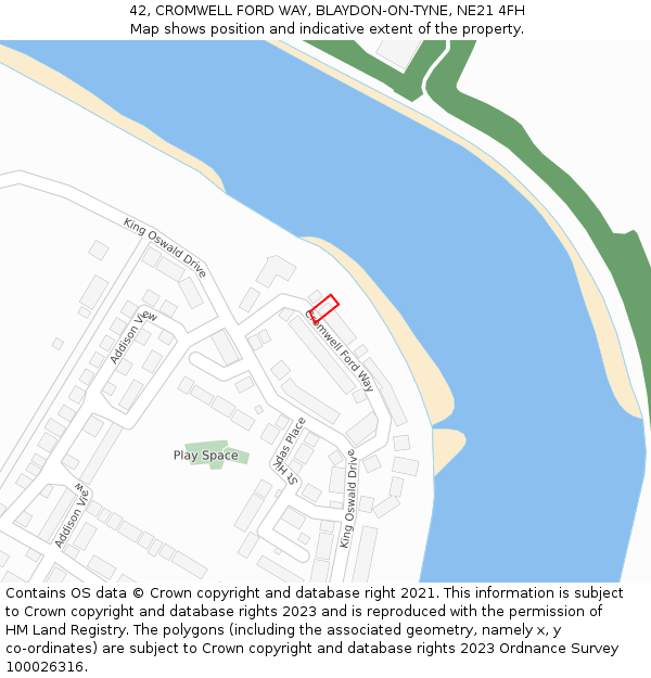 42, CROMWELL FORD WAY, BLAYDON-ON-TYNE, NE21 4FH: Location map and indicative extent of plot