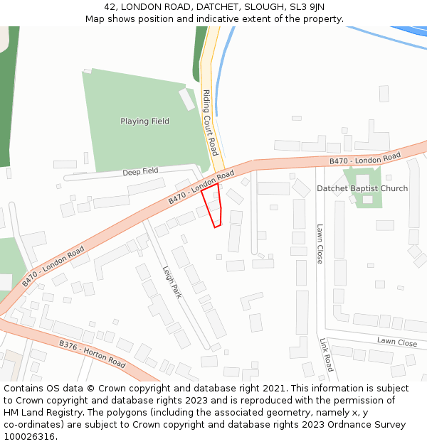 42, LONDON ROAD, DATCHET, SLOUGH, SL3 9JN: Location map and indicative extent of plot