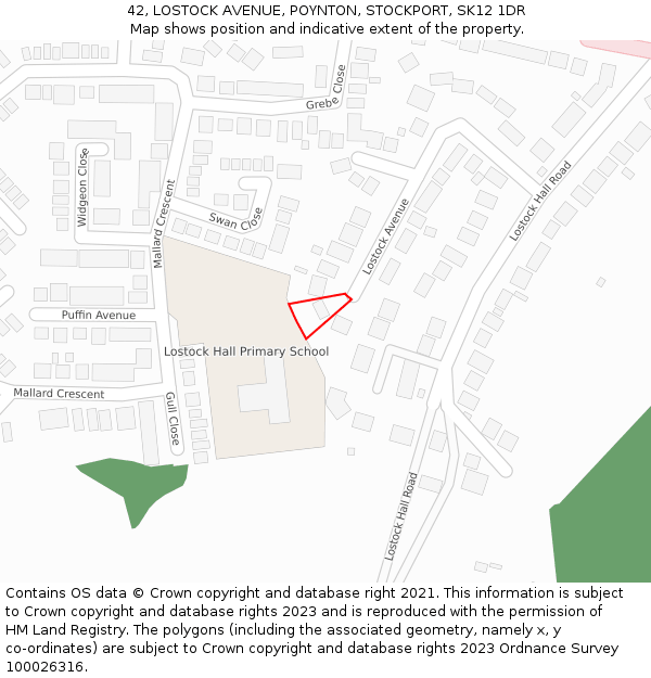 42, LOSTOCK AVENUE, POYNTON, STOCKPORT, SK12 1DR: Location map and indicative extent of plot