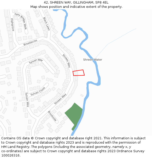 42, SHREEN WAY, GILLINGHAM, SP8 4EL: Location map and indicative extent of plot