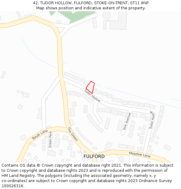 42, TUDOR HOLLOW, FULFORD, STOKE-ON-TRENT, ST11 9NP: Location map and indicative extent of plot