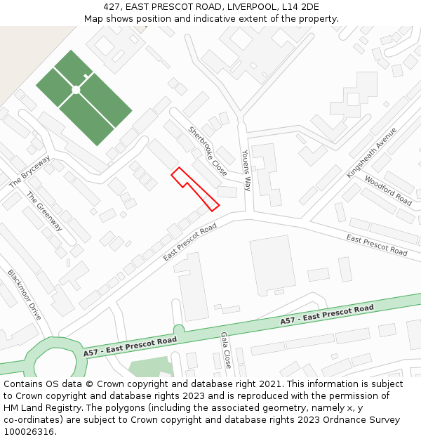 427, EAST PRESCOT ROAD, LIVERPOOL, L14 2DE: Location map and indicative extent of plot