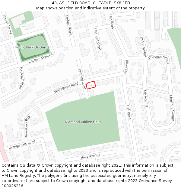 43, ASHFIELD ROAD, CHEADLE, SK8 1EB: Location map and indicative extent of plot