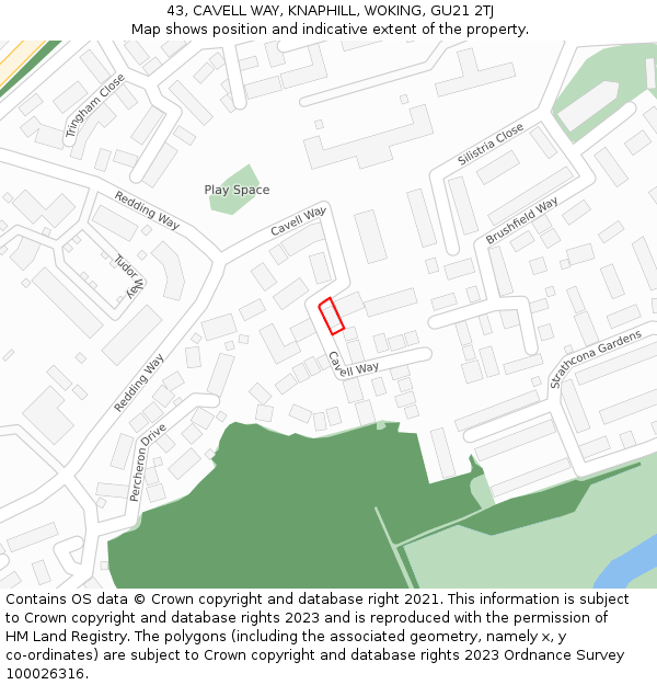 43, CAVELL WAY, KNAPHILL, WOKING, GU21 2TJ: Location map and indicative extent of plot