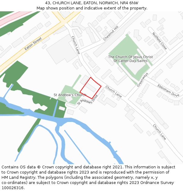 43, CHURCH LANE, EATON, NORWICH, NR4 6NW: Location map and indicative extent of plot