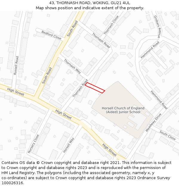 43, THORNASH ROAD, WOKING, GU21 4UL: Location map and indicative extent of plot