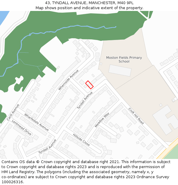 43, TYNDALL AVENUE, MANCHESTER, M40 9PL: Location map and indicative extent of plot