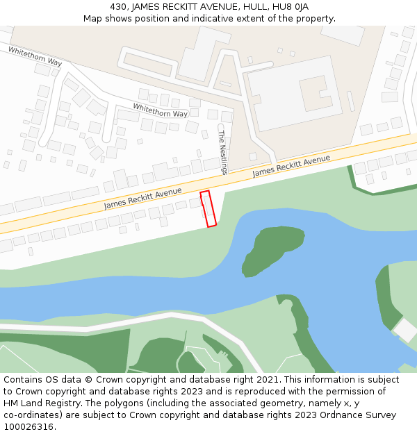 430, JAMES RECKITT AVENUE, HULL, HU8 0JA: Location map and indicative extent of plot