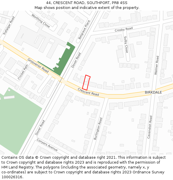 44, CRESCENT ROAD, SOUTHPORT, PR8 4SS: Location map and indicative extent of plot