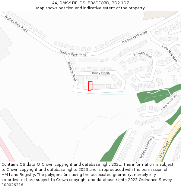 44, DAISY FIELDS, BRADFORD, BD2 1DZ: Location map and indicative extent of plot