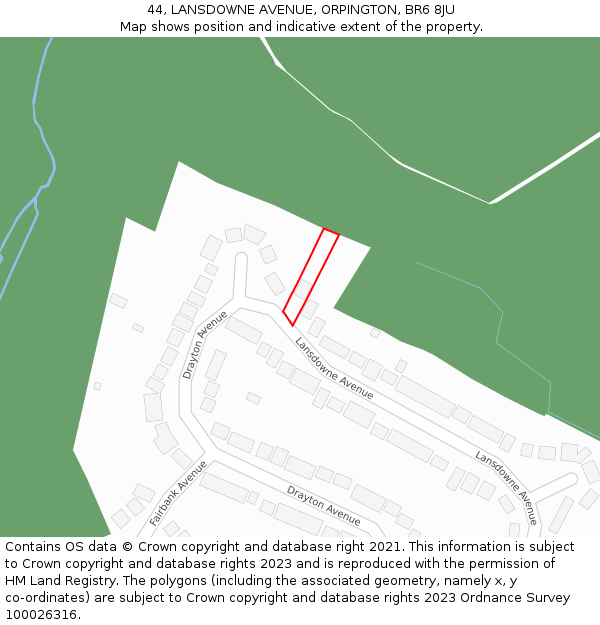 44, LANSDOWNE AVENUE, ORPINGTON, BR6 8JU: Location map and indicative extent of plot