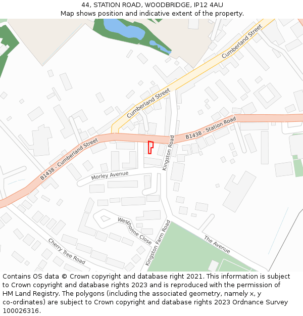 44, STATION ROAD, WOODBRIDGE, IP12 4AU: Location map and indicative extent of plot