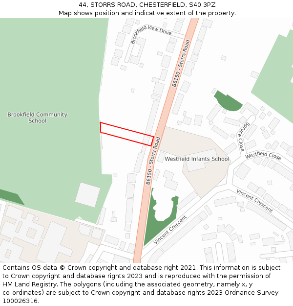 44, STORRS ROAD, CHESTERFIELD, S40 3PZ: Location map and indicative extent of plot