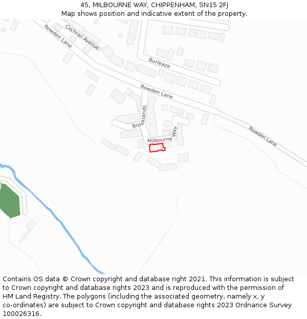 45, MILBOURNE WAY, CHIPPENHAM, SN15 2FJ: Location map and indicative extent of plot