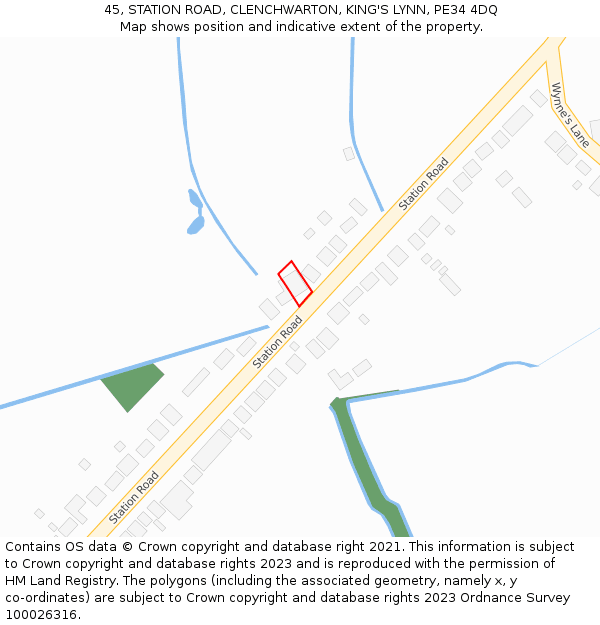 45, STATION ROAD, CLENCHWARTON, KING'S LYNN, PE34 4DQ: Location map and indicative extent of plot