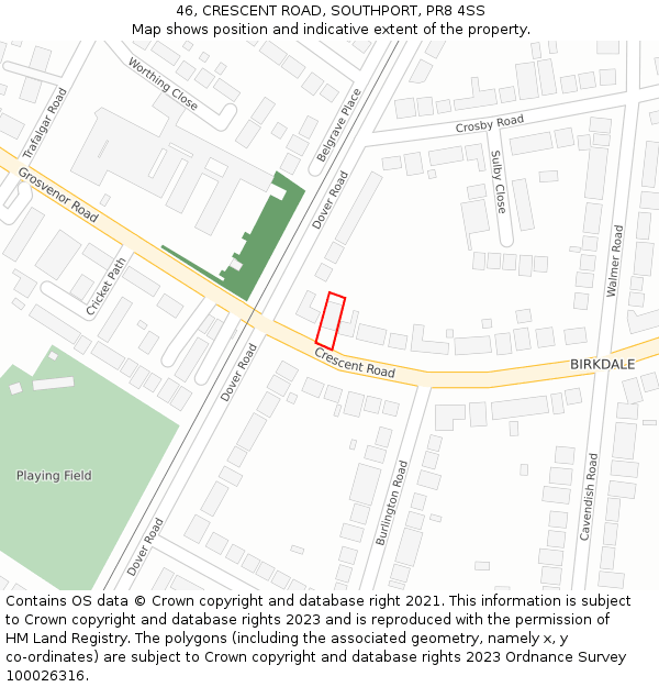 46, CRESCENT ROAD, SOUTHPORT, PR8 4SS: Location map and indicative extent of plot