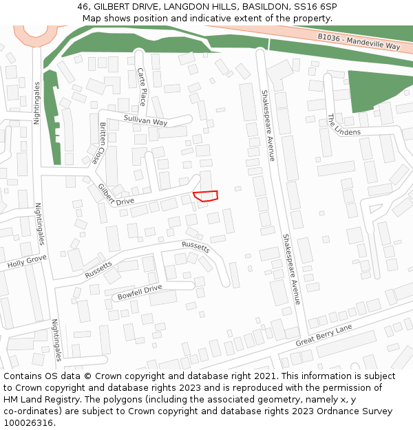 46, GILBERT DRIVE, LANGDON HILLS, BASILDON, SS16 6SP: Location map and indicative extent of plot