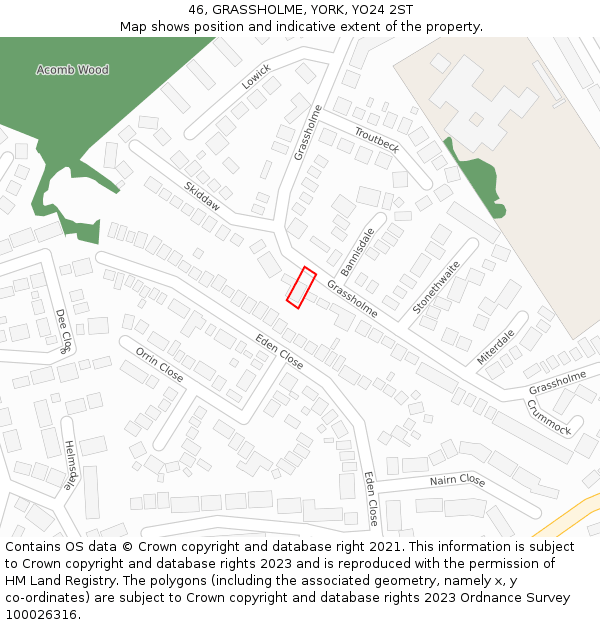 46, GRASSHOLME, YORK, YO24 2ST: Location map and indicative extent of plot