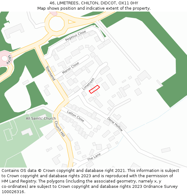 46, LIMETREES, CHILTON, DIDCOT, OX11 0HY: Location map and indicative extent of plot