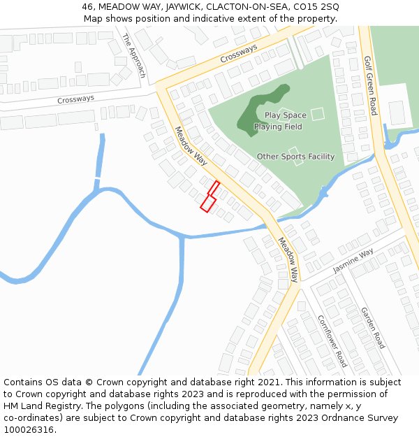 46, MEADOW WAY, JAYWICK, CLACTON-ON-SEA, CO15 2SQ: Location map and indicative extent of plot