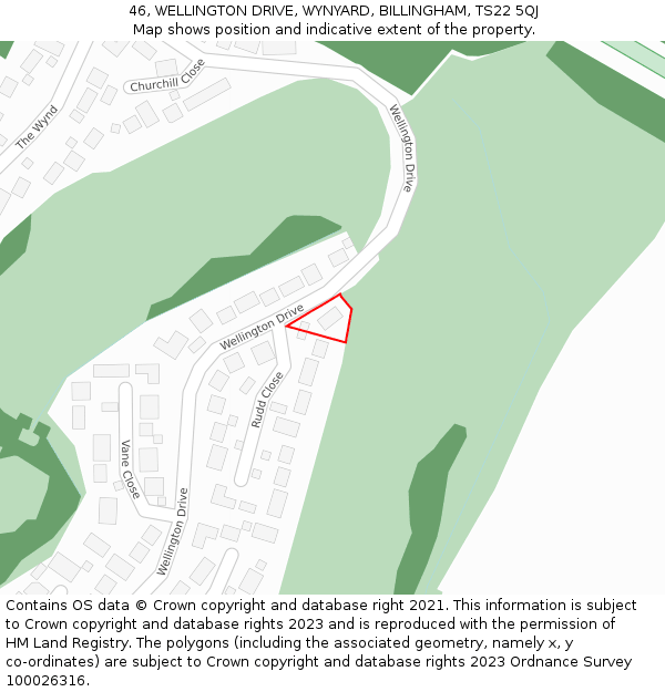 46, WELLINGTON DRIVE, WYNYARD, BILLINGHAM, TS22 5QJ: Location map and indicative extent of plot