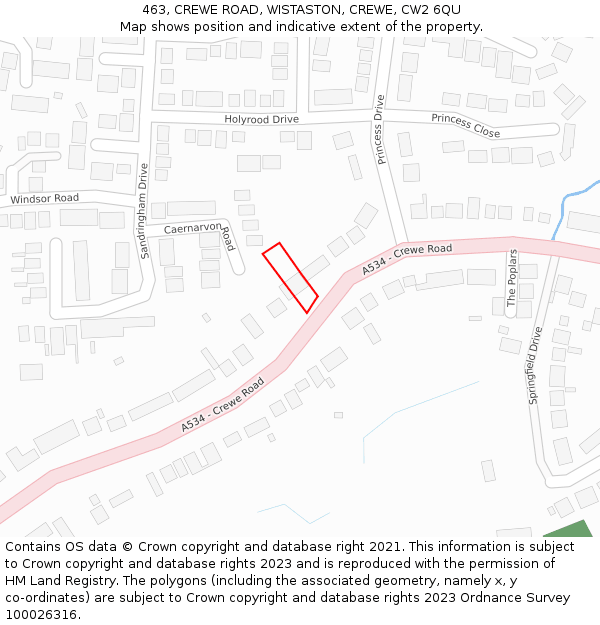 463, CREWE ROAD, WISTASTON, CREWE, CW2 6QU: Location map and indicative extent of plot