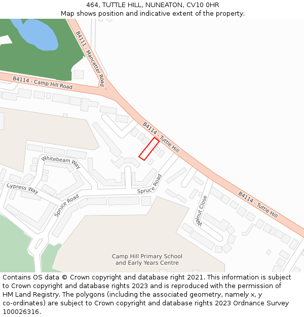 464, TUTTLE HILL, NUNEATON, CV10 0HR: Location map and indicative extent of plot