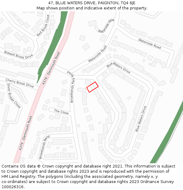 47, BLUE WATERS DRIVE, PAIGNTON, TQ4 6JE: Location map and indicative extent of plot