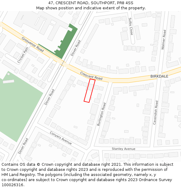 47, CRESCENT ROAD, SOUTHPORT, PR8 4SS: Location map and indicative extent of plot