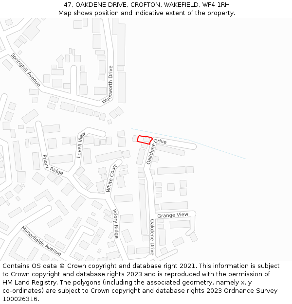 47, OAKDENE DRIVE, CROFTON, WAKEFIELD, WF4 1RH: Location map and indicative extent of plot