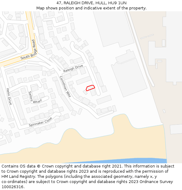 47, RALEIGH DRIVE, HULL, HU9 1UN: Location map and indicative extent of plot