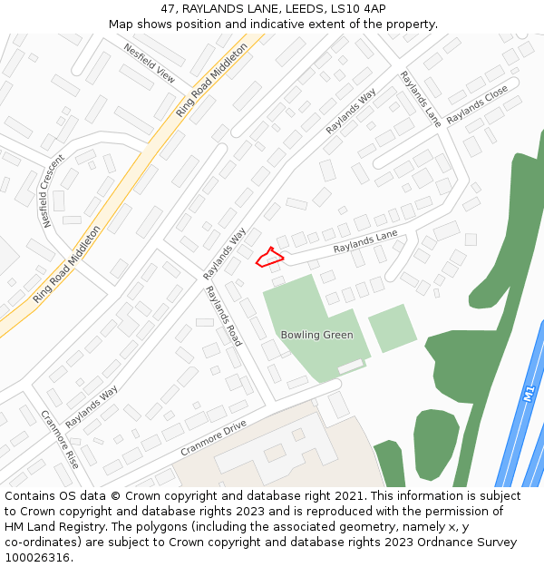 47, RAYLANDS LANE, LEEDS, LS10 4AP: Location map and indicative extent of plot