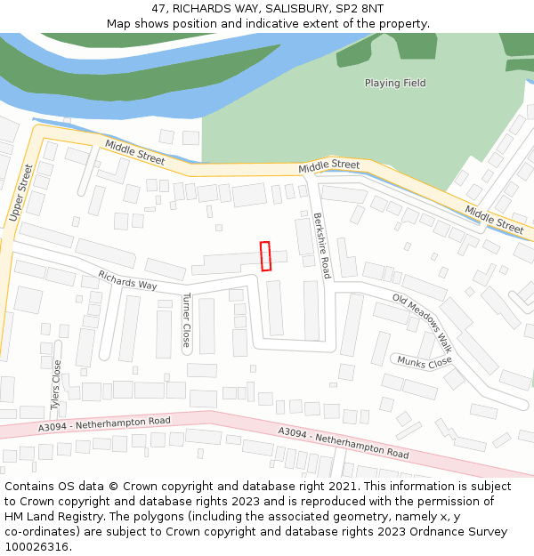 47, RICHARDS WAY, SALISBURY, SP2 8NT: Location map and indicative extent of plot