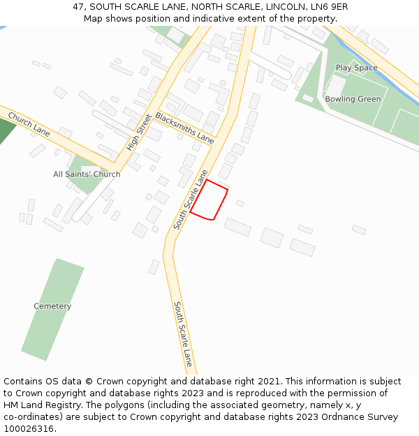 47, SOUTH SCARLE LANE, NORTH SCARLE, LINCOLN, LN6 9ER: Location map and indicative extent of plot