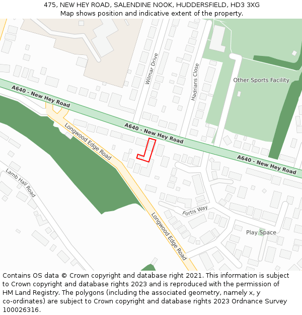 475, NEW HEY ROAD, SALENDINE NOOK, HUDDERSFIELD, HD3 3XG: Location map and indicative extent of plot