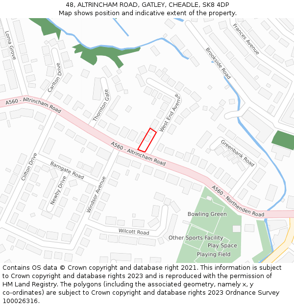 48, ALTRINCHAM ROAD, GATLEY, CHEADLE, SK8 4DP: Location map and indicative extent of plot